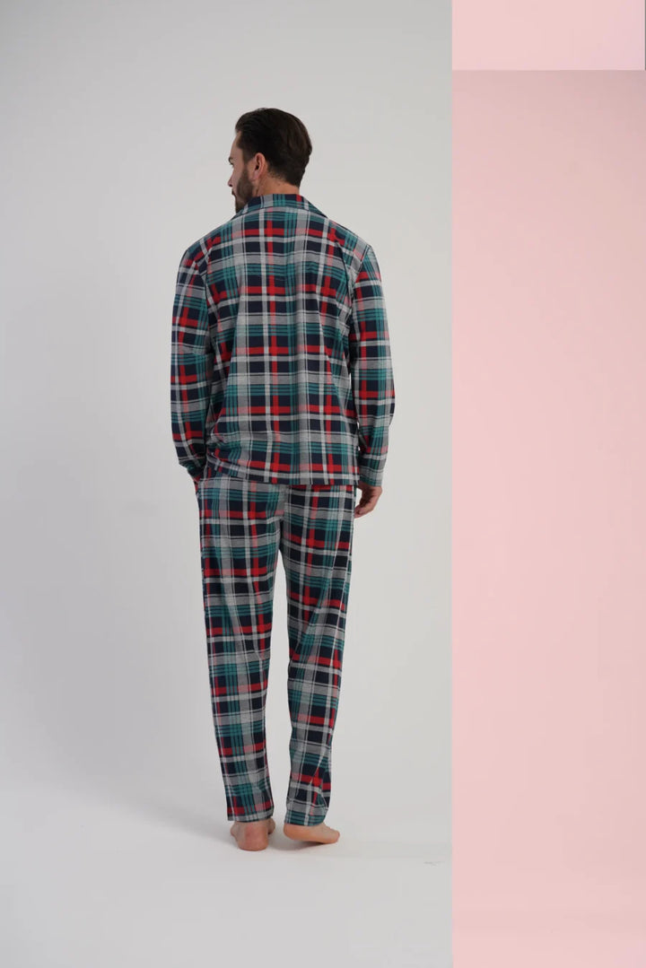 Piżama Męska Vienetta Classic Check, Zielony, r. M-XXL
