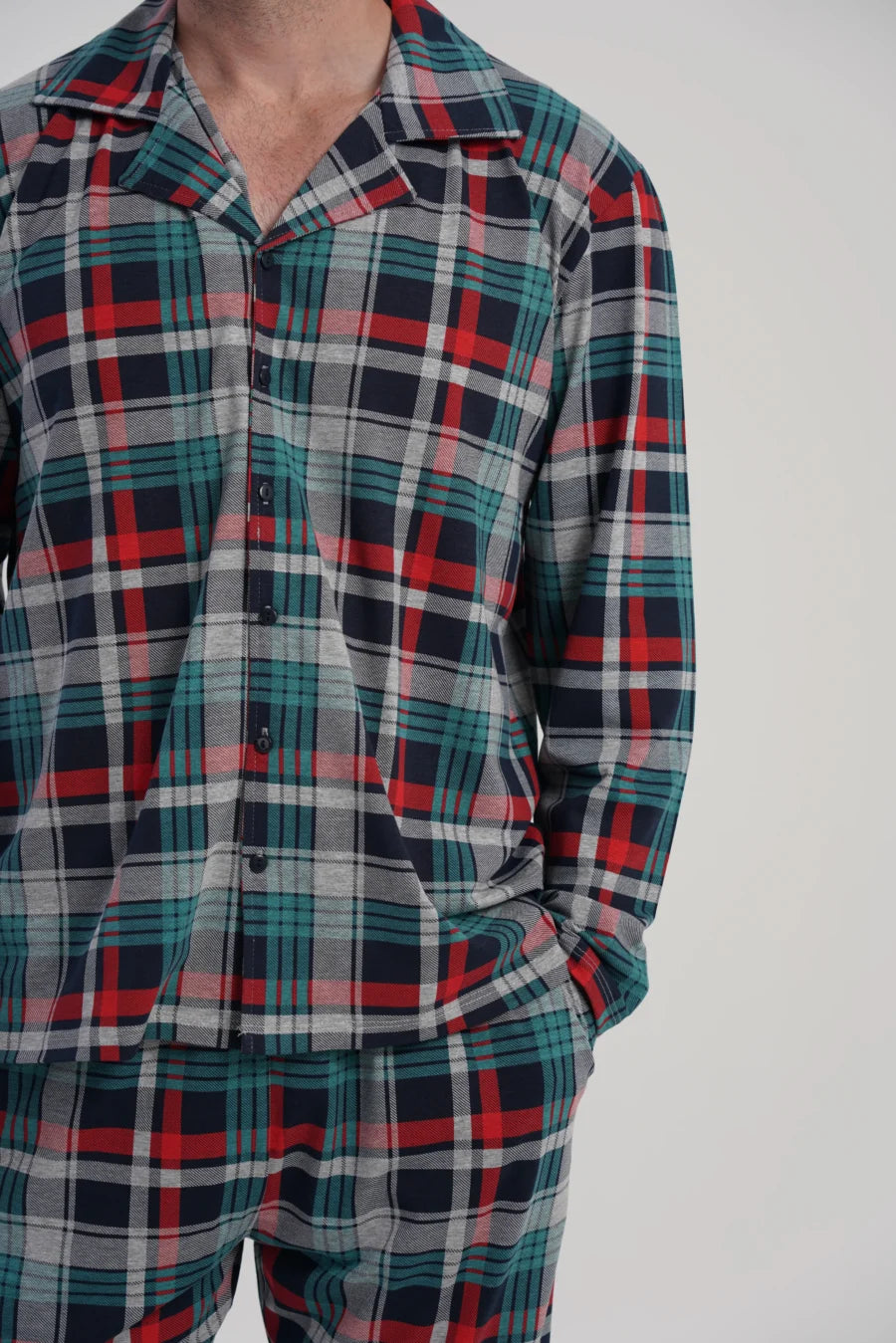 Piżama Męska Vienetta Classic Check, Zielony, r. M-XXL