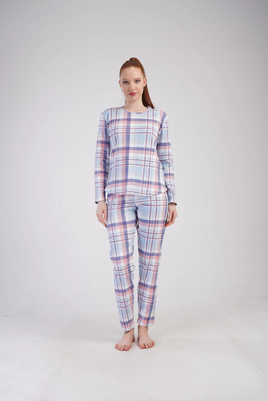 Piżama Damska Vienetta Cozy Stripes, Niebieski, r. S-XL