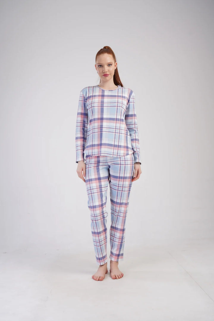 Piżama Damska Vienetta Cozy Stripes, Niebieski, r. S-XL