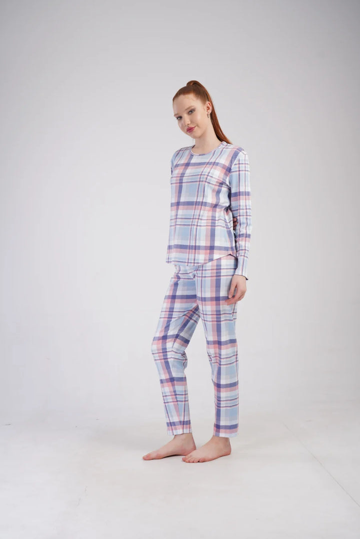 Piżama Damska Vienetta Cozy Stripes, Niebieski, r. S-XL