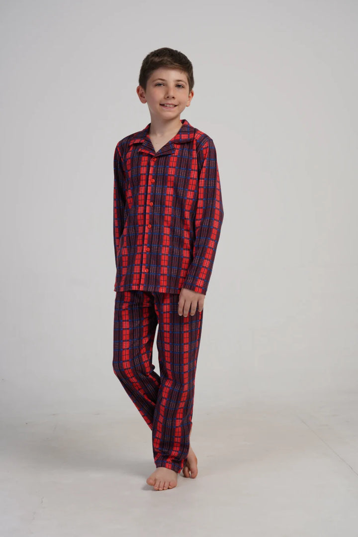 Piżama chłopięca Vienetta Plaid Dream, Czerwony, r. 128-164