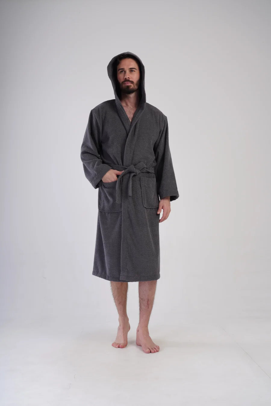 Szlafrok męski Vienetta Gray Night, Szary, r. L-XXL