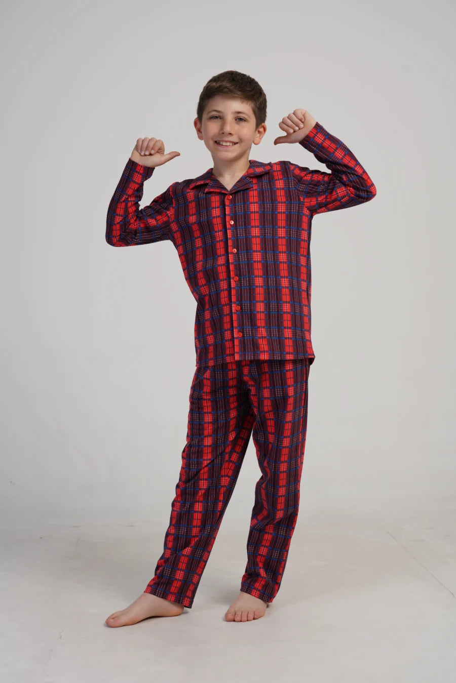 Piżama chłopięca Vienetta Plaid Dream, Czerwony, r. 128-164