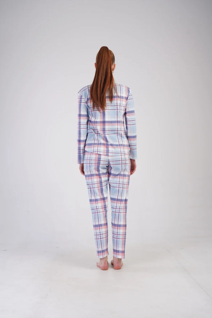 Piżama Damska Vienetta Cozy Stripes, Niebieski, r. S-XL