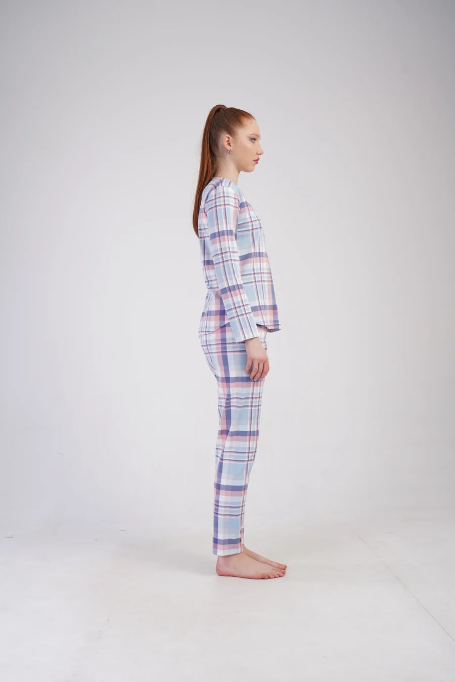 Piżama Damska Vienetta Cozy Stripes, Niebieski, r. S-XL