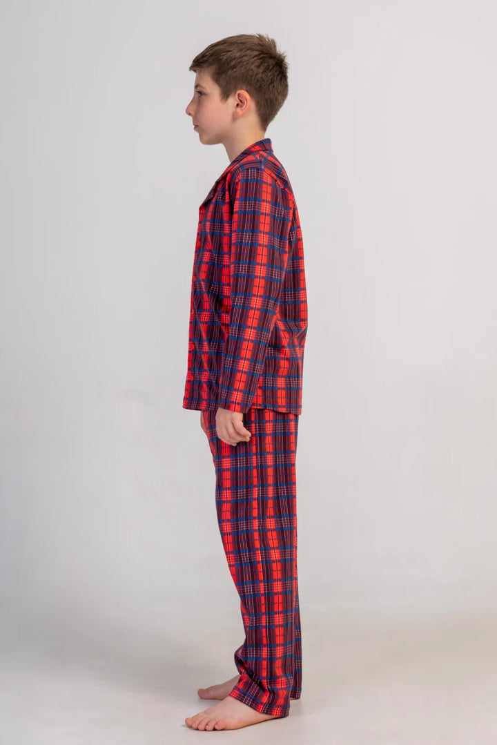 Piżama chłopięca Vienetta Plaid Dream, Czerwony, r. 128-164