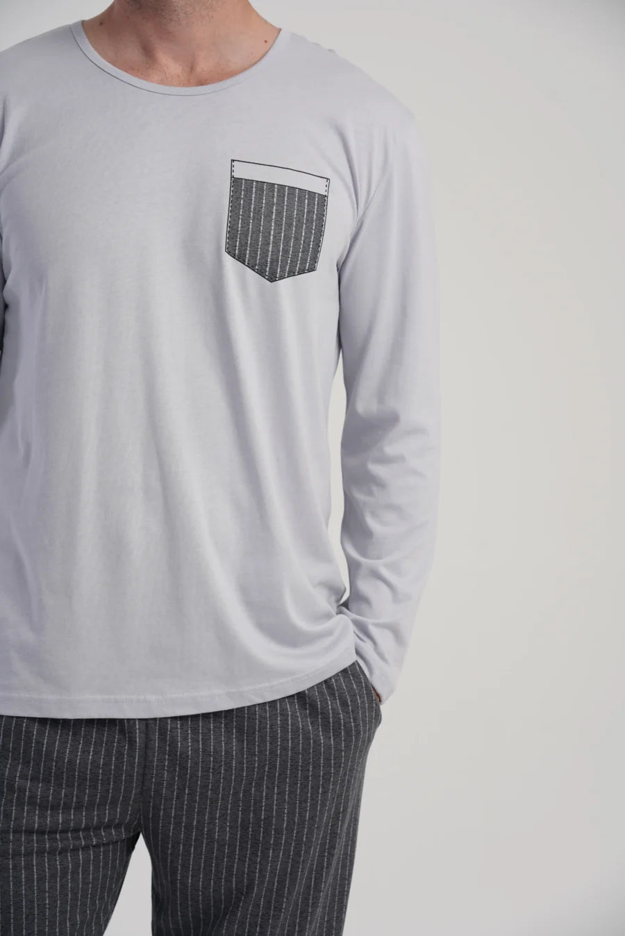 Piżama Męska Vienetta Comfort Night, Szary, r. 1XL-4XL