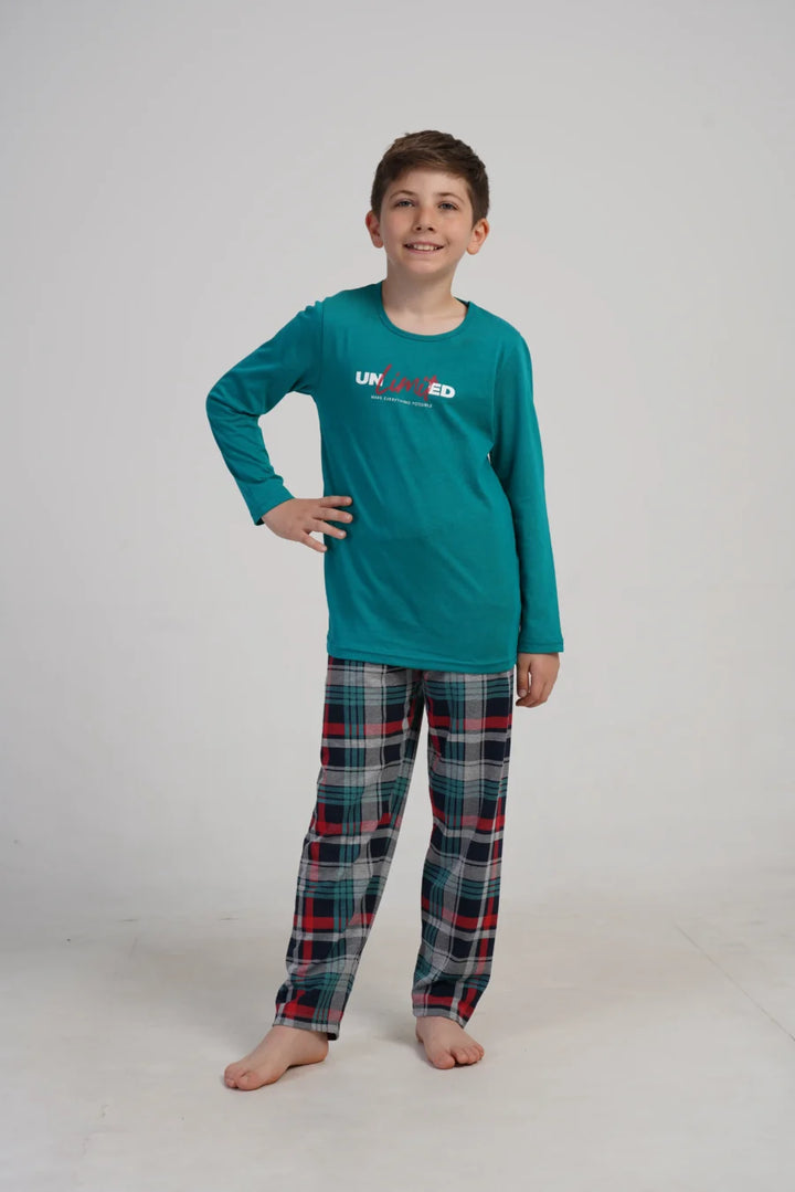 Piżama chłopięca Vienetta Unlimited Comfort, Zielony, r. 134-164