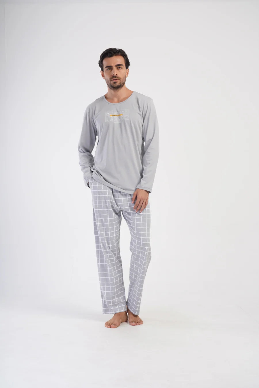 Piżama Męska Vienetta Creativity, Szary, r. 1XL-4XL