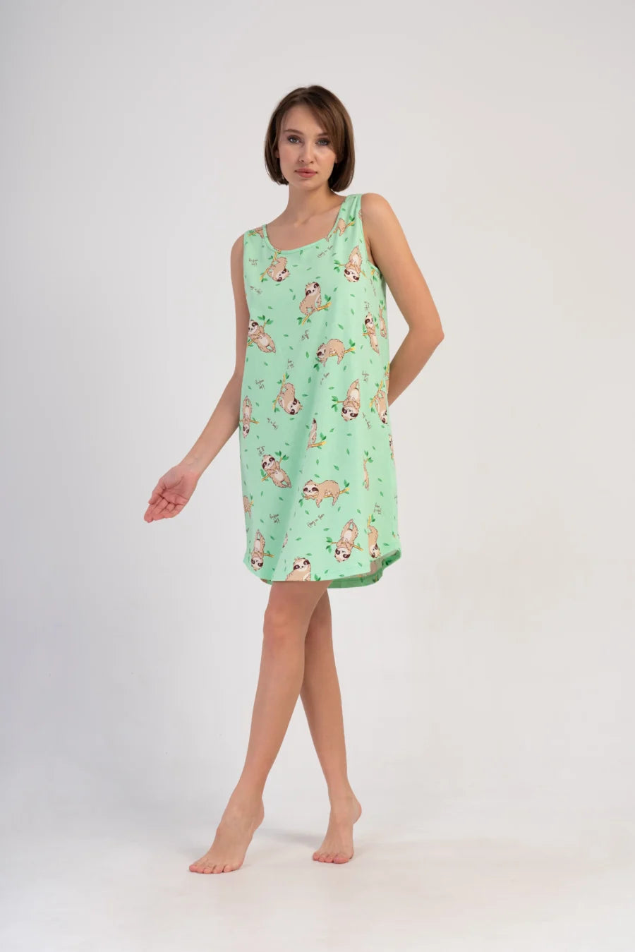 Koszula Nocna Vienetta Sloths sleep, Zielony, r. S-XL