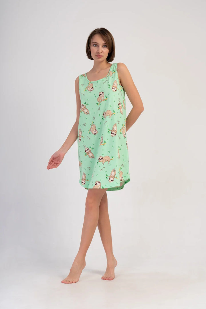 Koszula Nocna Vienetta Sloths sleep, Zielony, r. S-XL