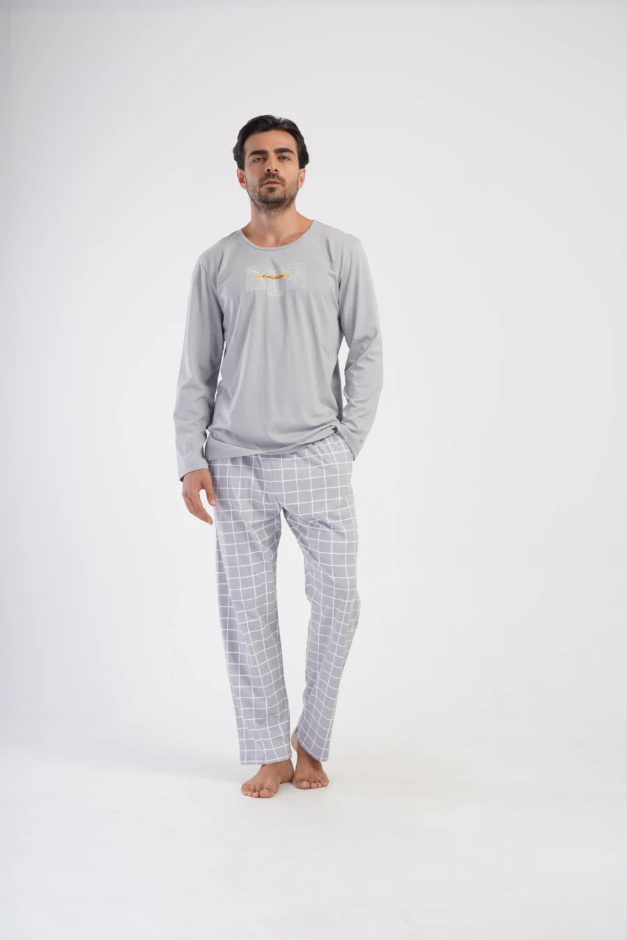 Piżama Męska Vienetta Creativity, Szary, r. 1XL-4XL