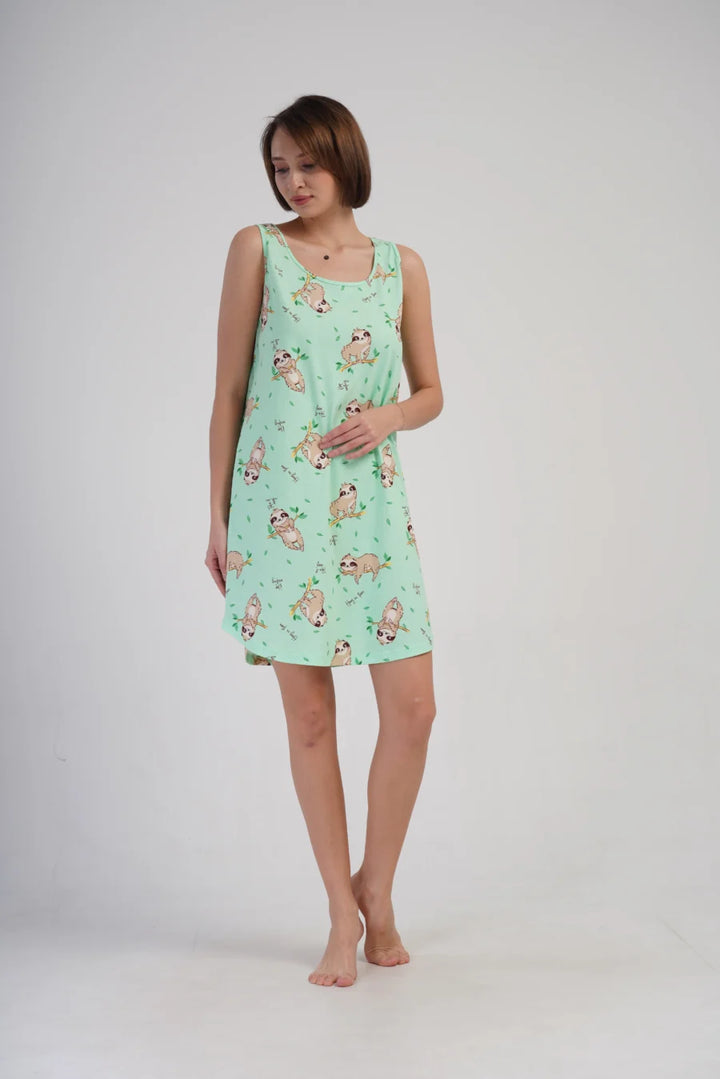 Koszula Nocna Vienetta Sloths sleep, Zielony, r. S-XL