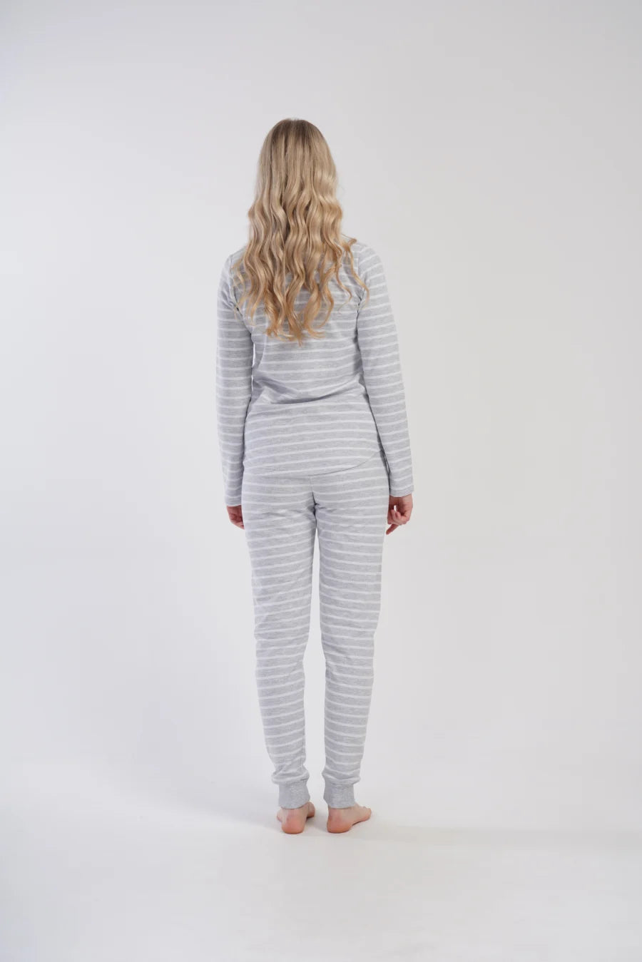 Piżama Damska Vienetta Cozy Stripes, Szara, r. S-XL