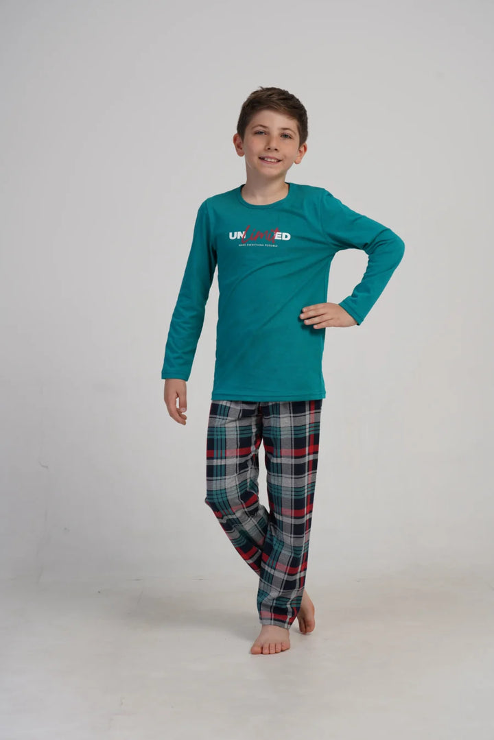 Piżama chłopięca Vienetta Unlimited Comfort, Zielony, r. 134-164