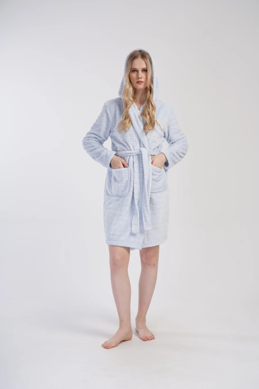 Szlafrok damski Vienetta Soft Blue, Błękitny, r. S-L