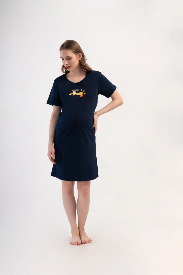 Koszula do Karmienia Vienetta Giraffe, Granatowy, r. S-XL