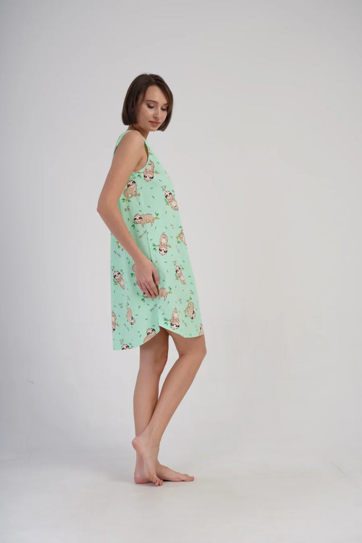 Koszula Nocna Vienetta Sloths sleep, Zielony, r. S-XL