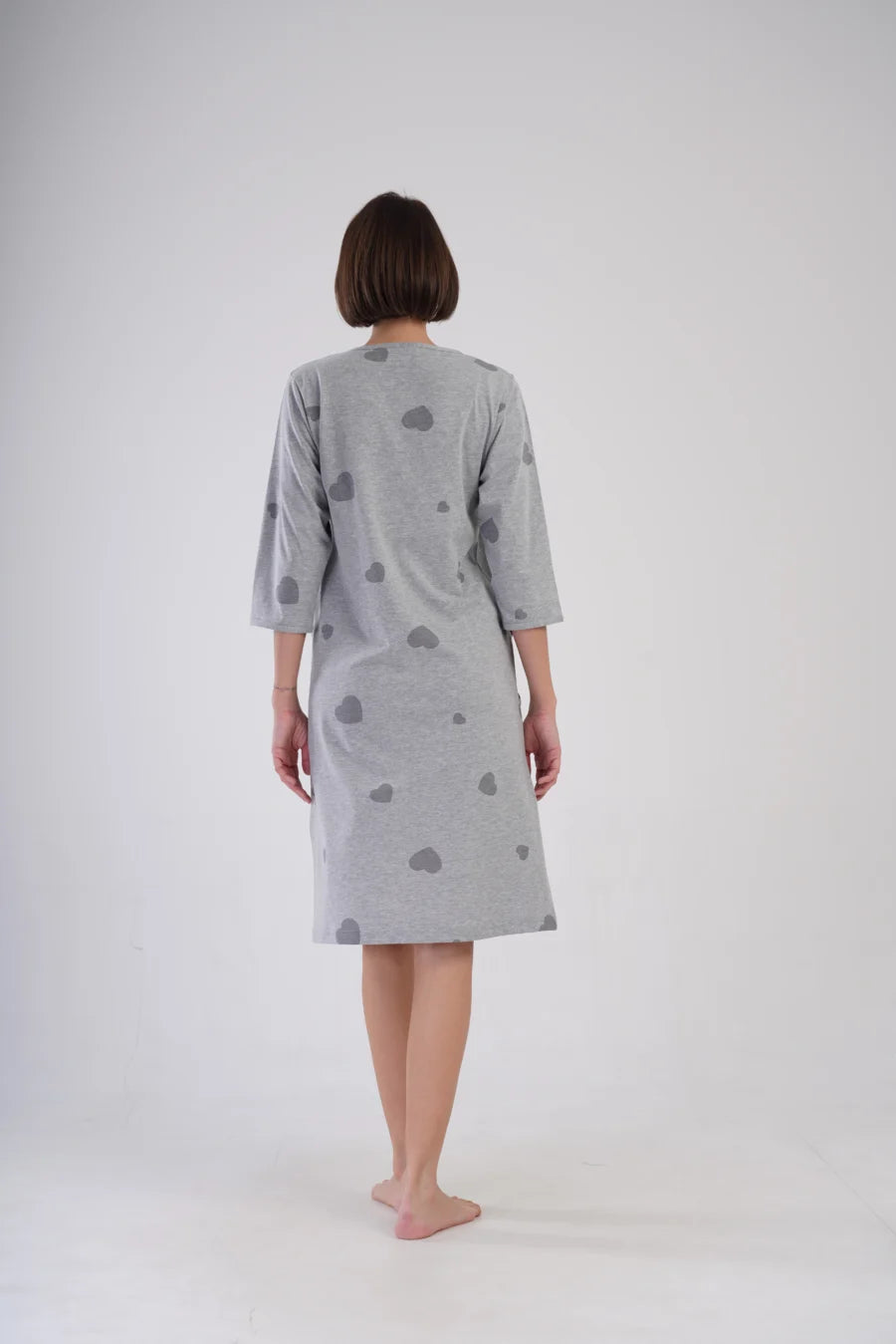 Szlafrok damski Vienetta Hearts, Szary, r. 1XL-4XL