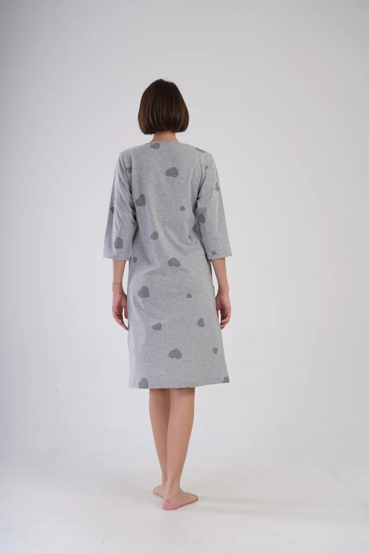 Szlafrok damski Vienetta Hearts, Szary, r. 1XL-4XL