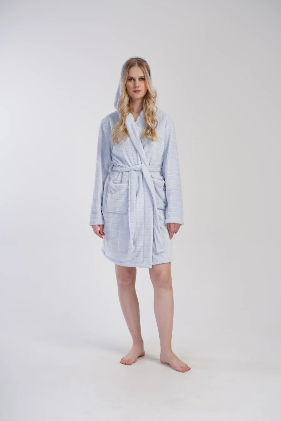 Szlafrok damski Vienetta Soft Blue, Błękitny, r. S-L