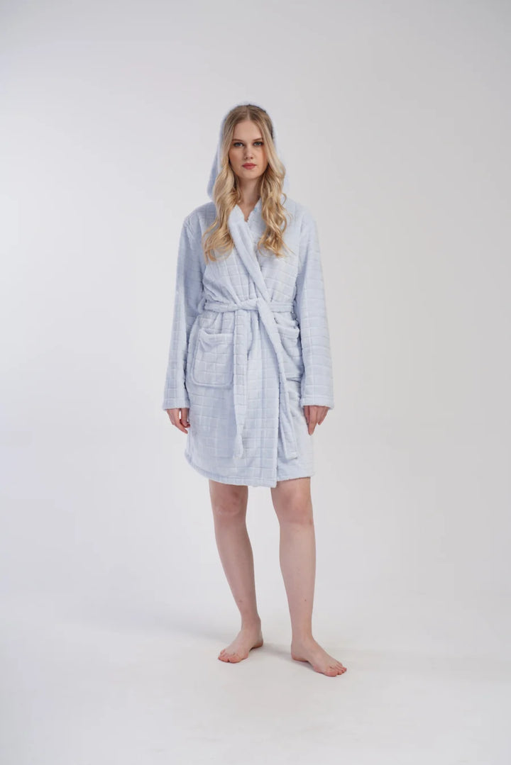 Szlafrok damski Vienetta Soft Blue, Błękitny, r. S-L