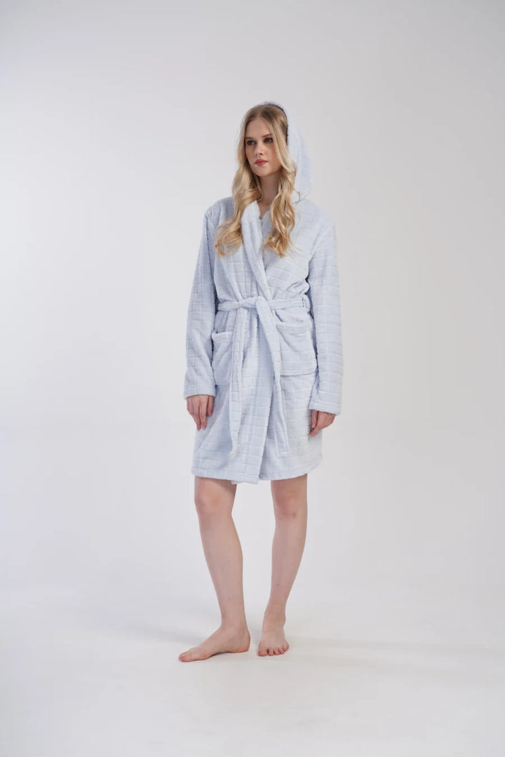 Szlafrok damski Vienetta Soft Blue, Błękitny, r. S-L