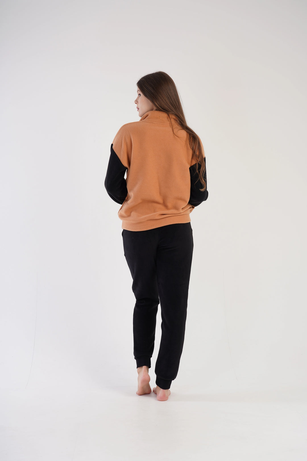 Piżama Damska Polarowa Vienetta Embrace, brązowo-czarna, r. S-XL