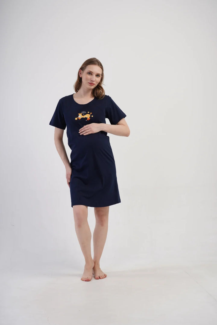 Koszula do Karmienia Vienetta Giraffe, Granatowy, r. S-XL