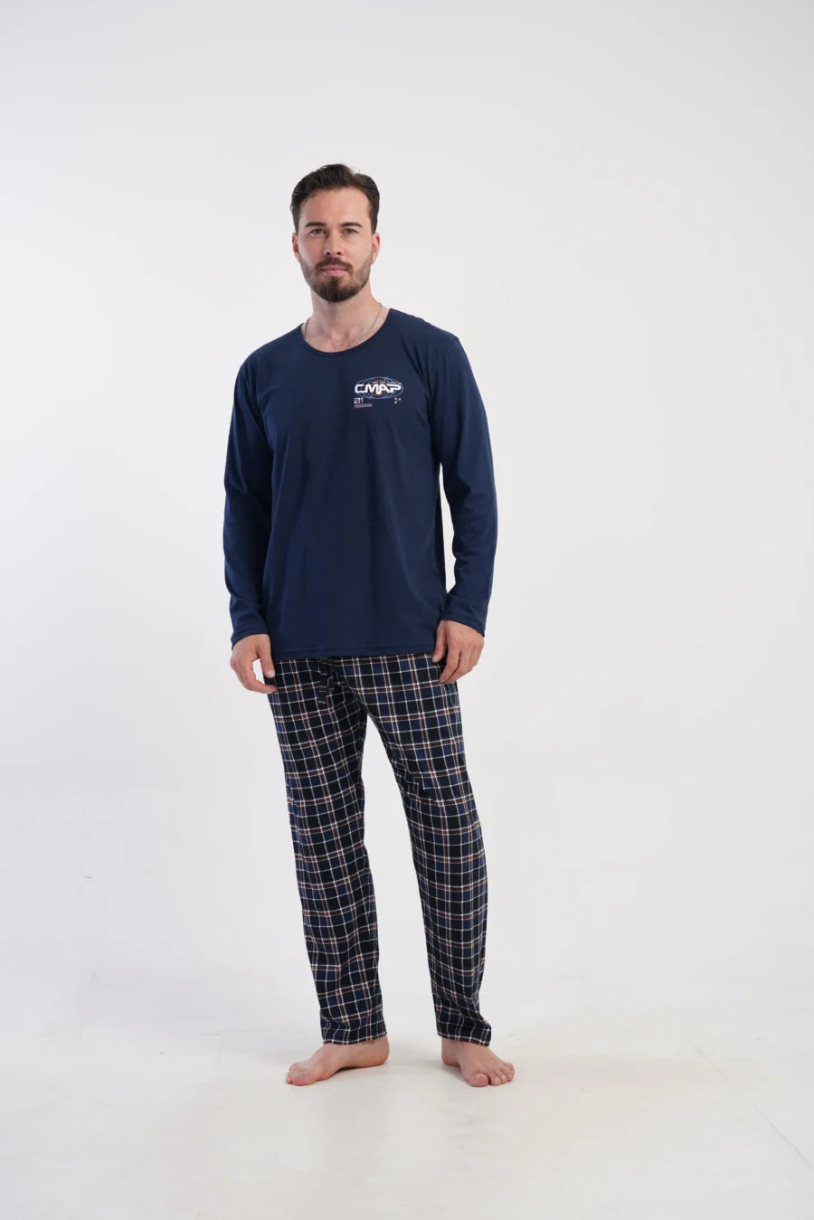Piżama Męska Vienetta CAMP EXPEDITION, Granatowy, r. M-XXL