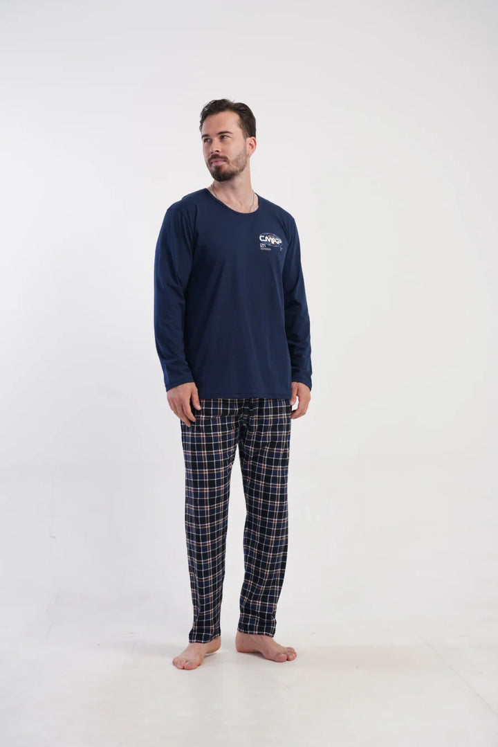 Piżama Męska Vienetta CAMP EXPEDITION, Granatowy, r. M-XXL