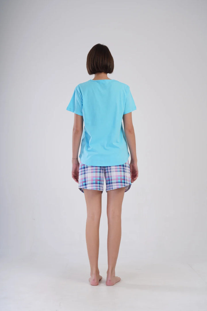 Piżama Damska Vienetta Blue and Pink, Niebieski, r. 1XL-4XL