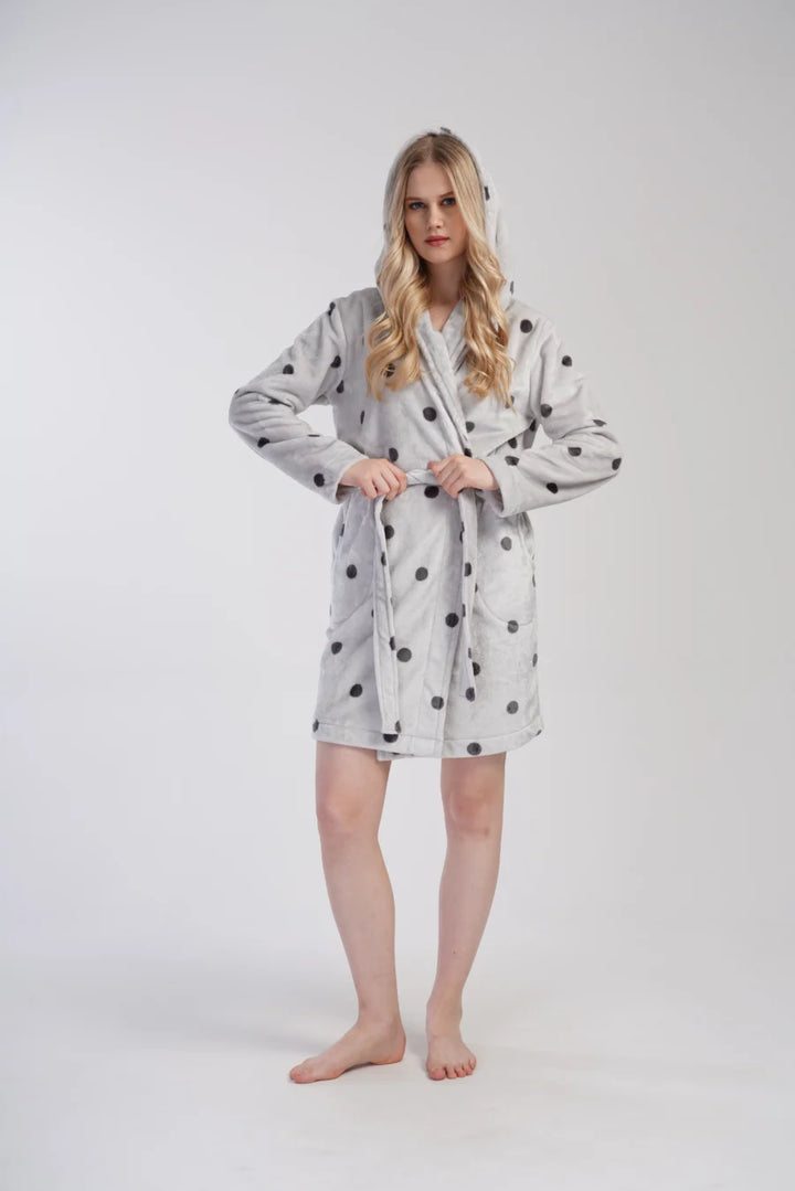 Szlafrok damski Vienetta Soft Grey, Szary, r. S-L