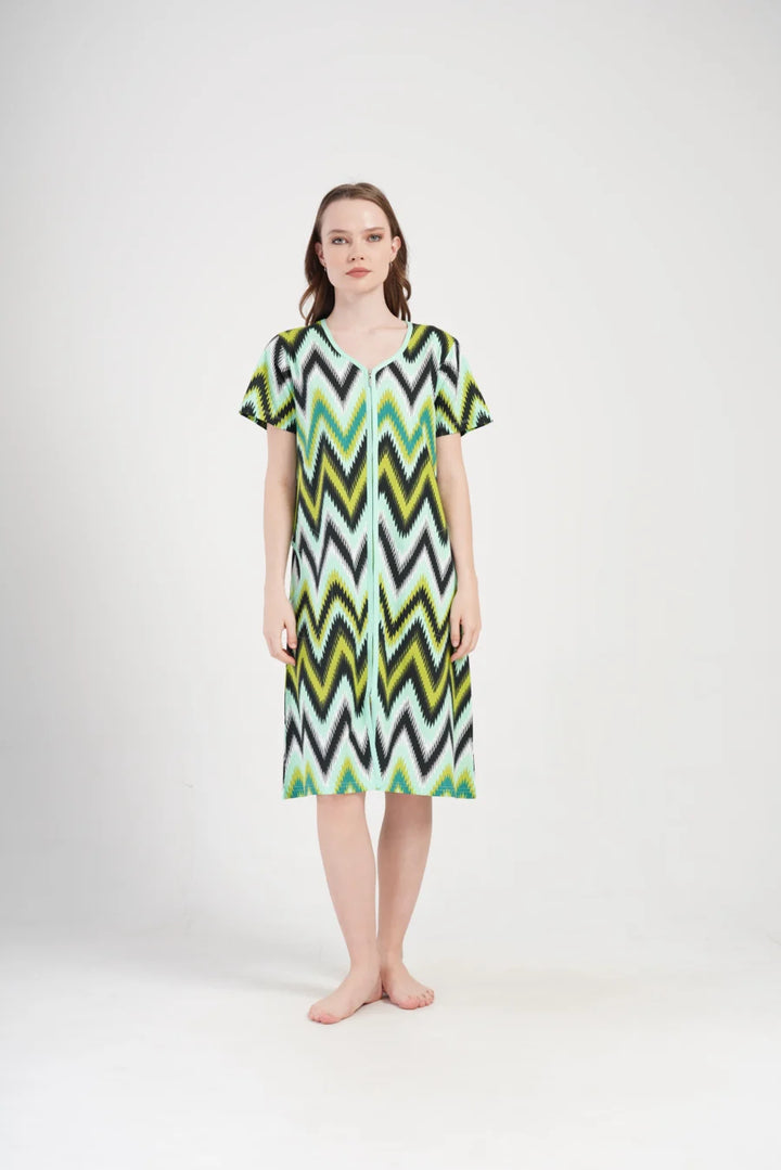 Szlafrok damski Vienetta Zig-zag, Zielony, r. M-XXL