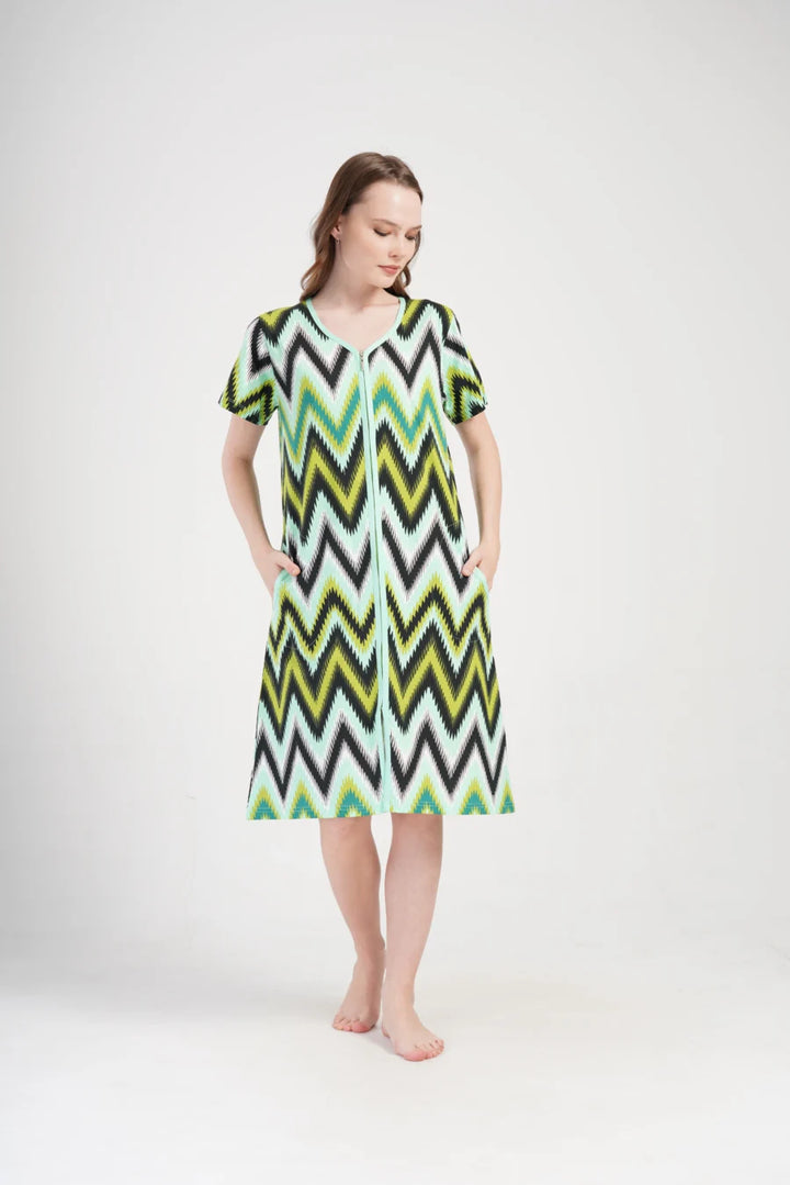 Szlafrok damski Vienetta Zig-zag, Zielony, r. M-XXL