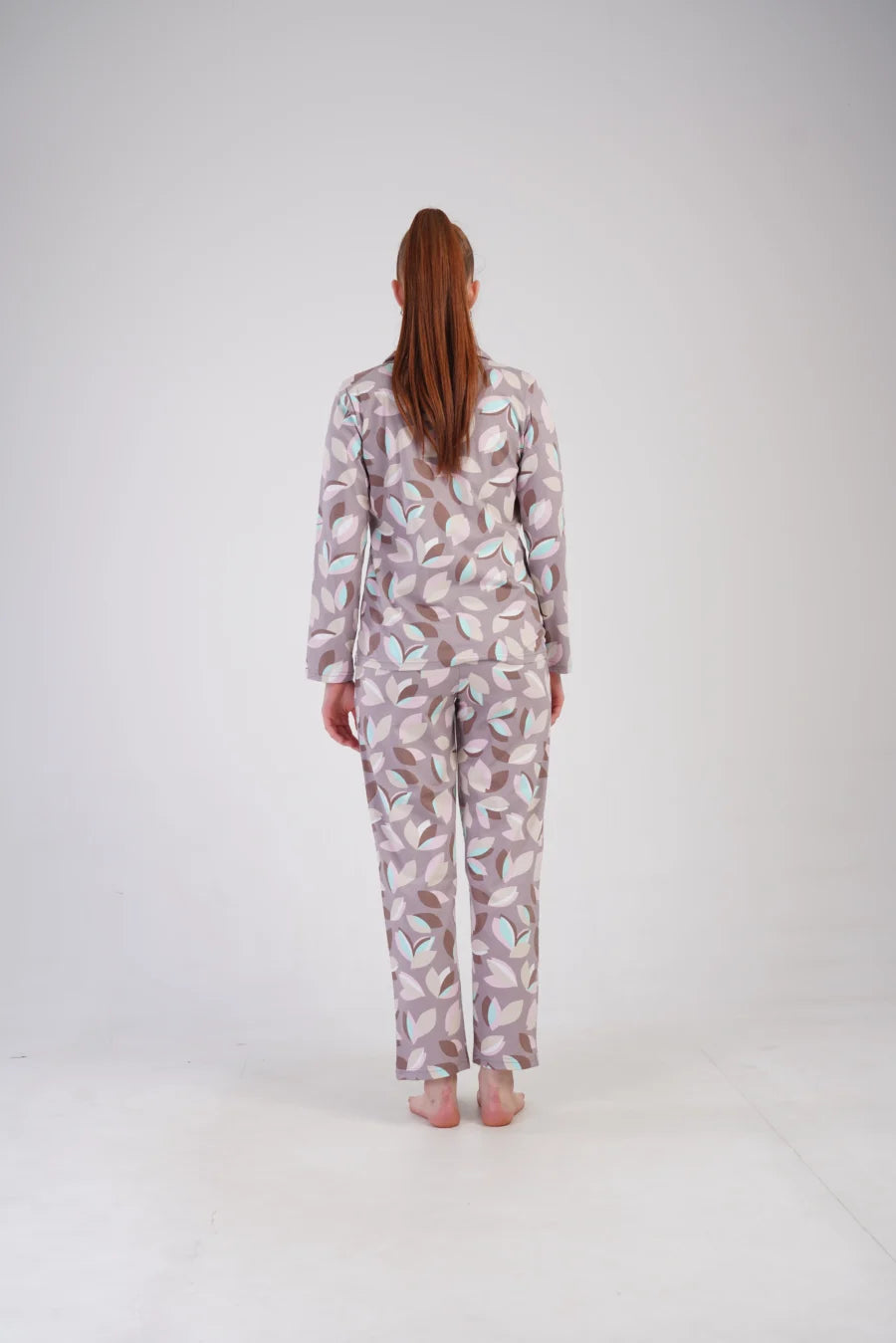 Piżama Damska Vienetta Pastel Leaves, Beżowy, r. S-XL