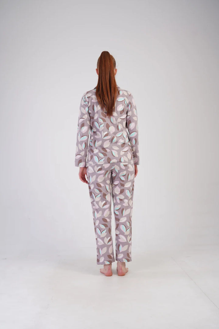 Piżama Damska Vienetta Pastel Leaves, Beżowy, r. S-XL