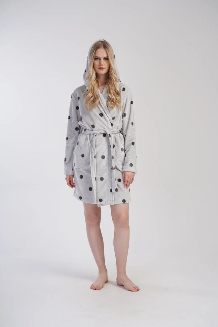 Szlafrok damski Vienetta Soft Grey, Szary, r. S-L