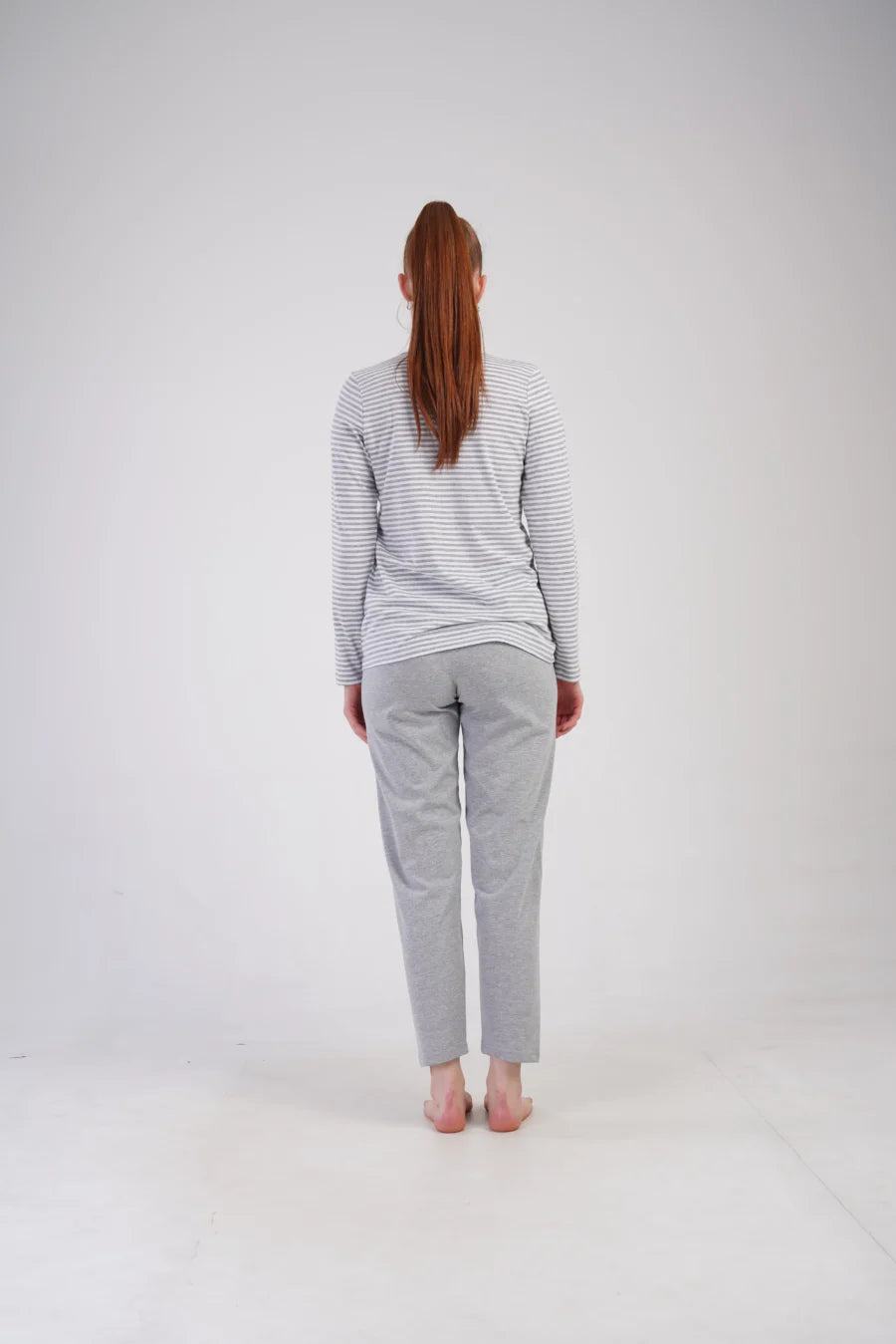 Piżama Damska Vienetta Grey Stripes, Szary, r. M-XXL