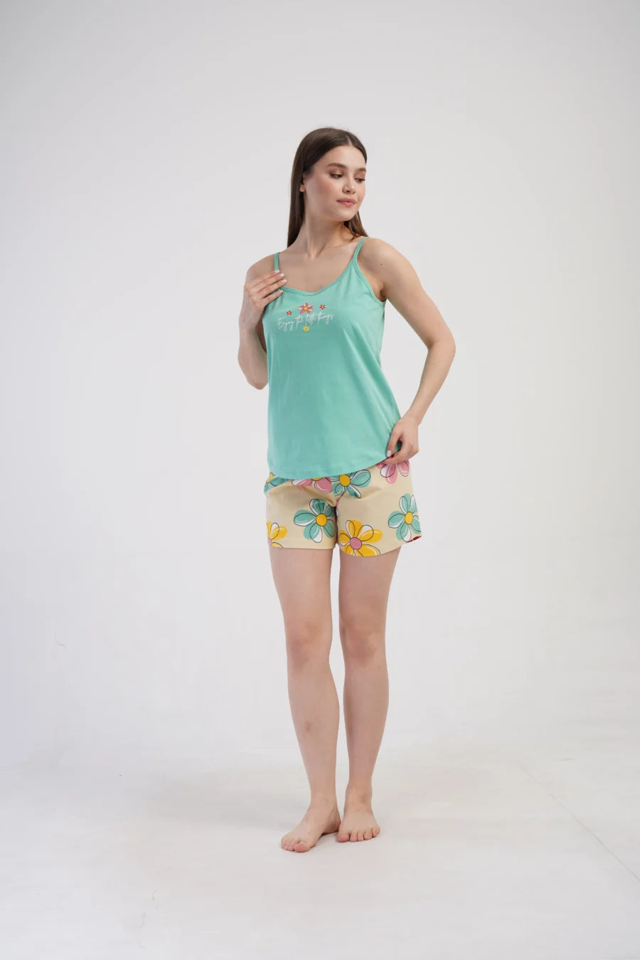 Piżama Damska Vienetta Little things, Zielony, S -XL