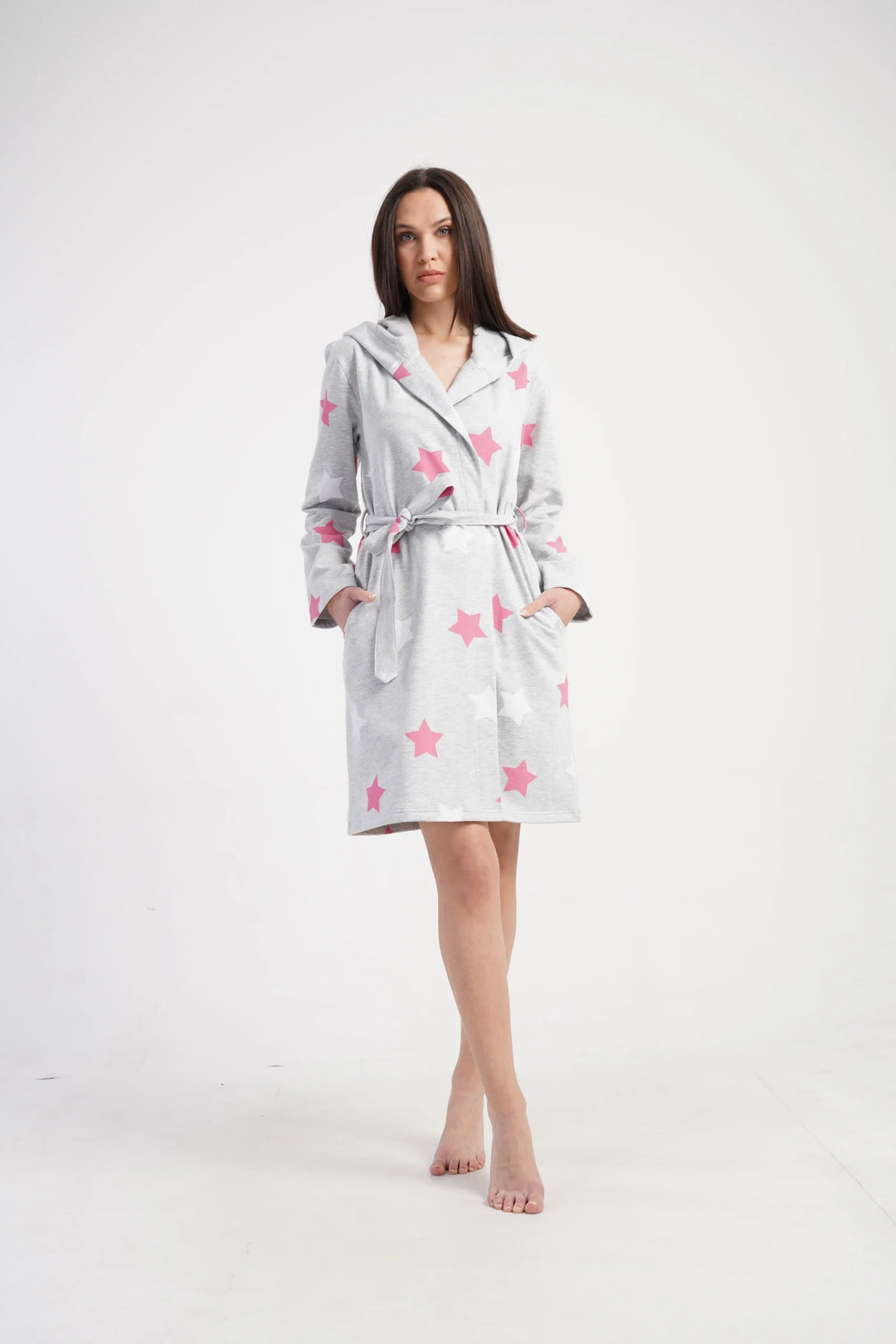 Szlafrok damski Vienetta Star Warmth, Szary, r. S - XL