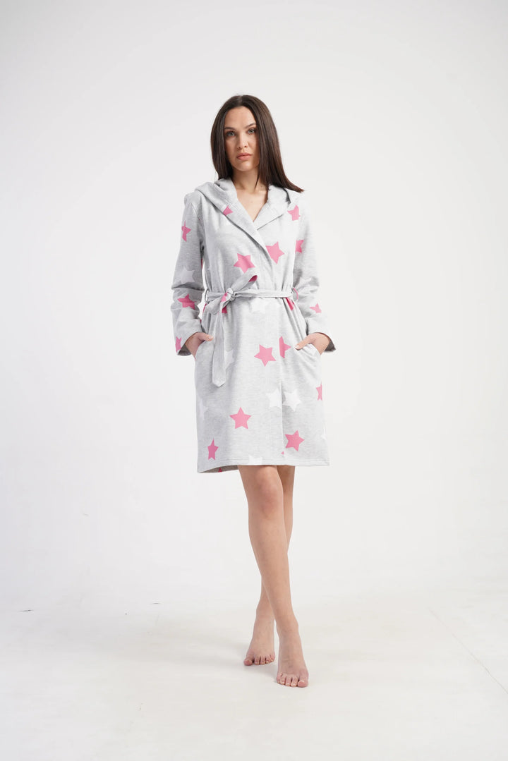 Szlafrok damski Vienetta Star Warmth, Szary, r. S - XL