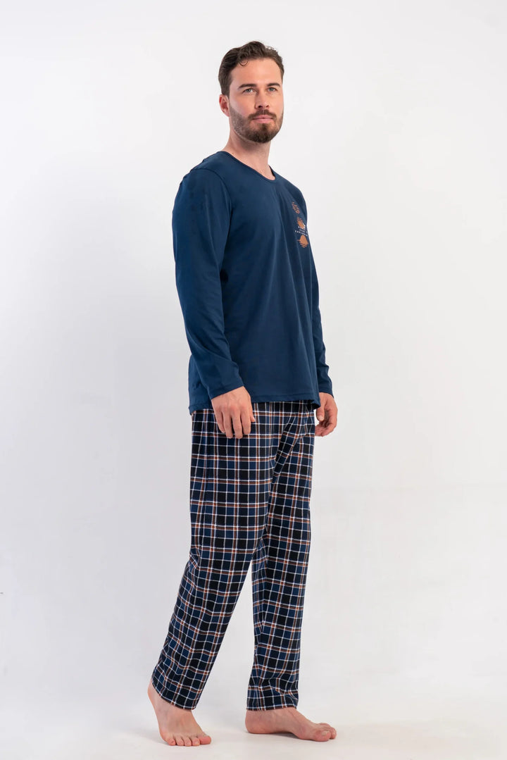 Piżama Męska Vienetta Classic Comfort, Granatowy, r. 1XL-4XL