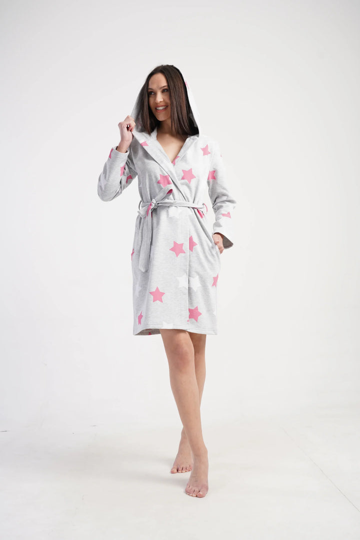 Szlafrok damski Vienetta Star Warmth, Szary, r. S - XL