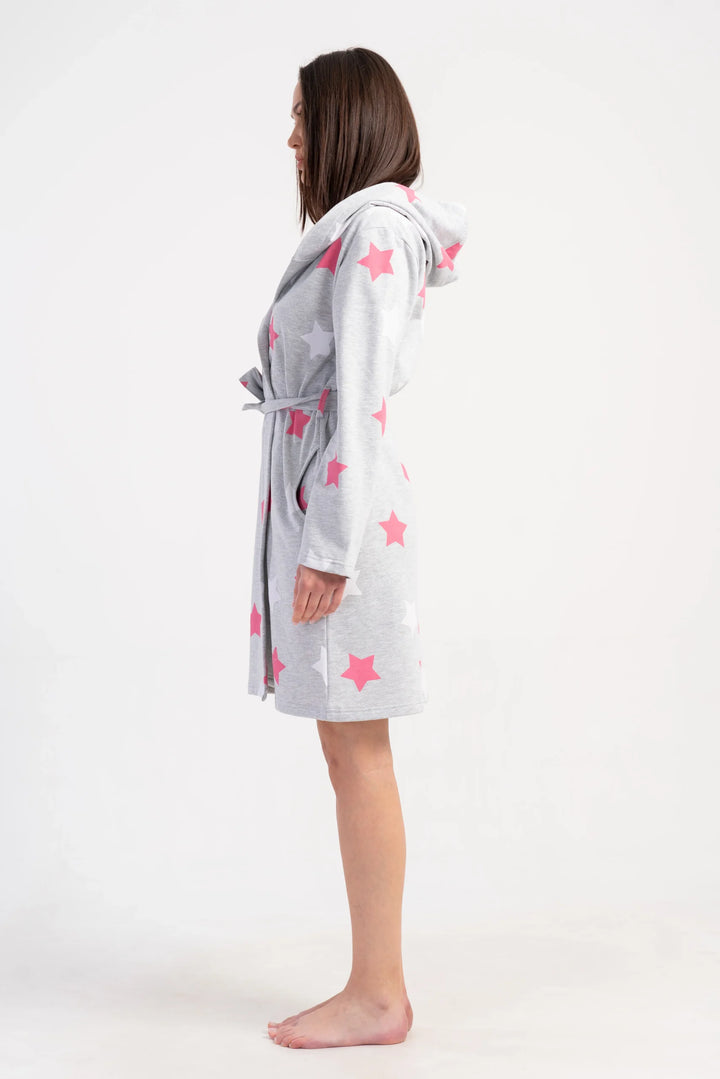 Szlafrok damski Vienetta Star Warmth, Szary, r. S - XL