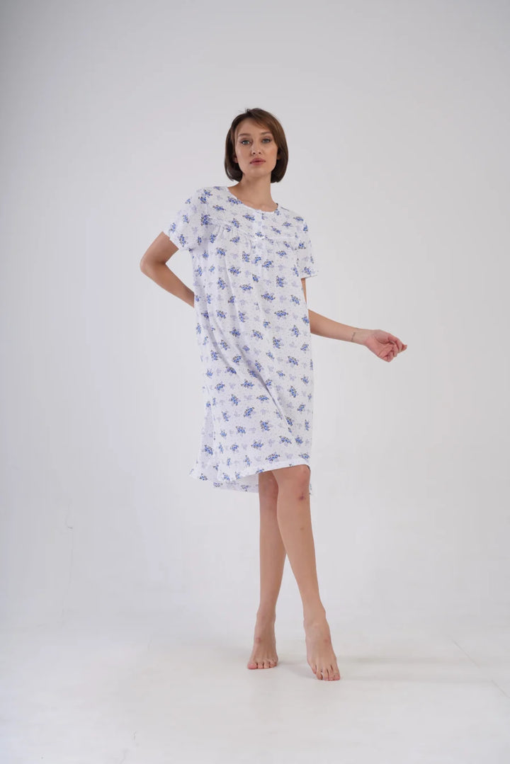 Koszula Nocna Vienetta Blue Flowers, Biały, r. 1XL - 4XL