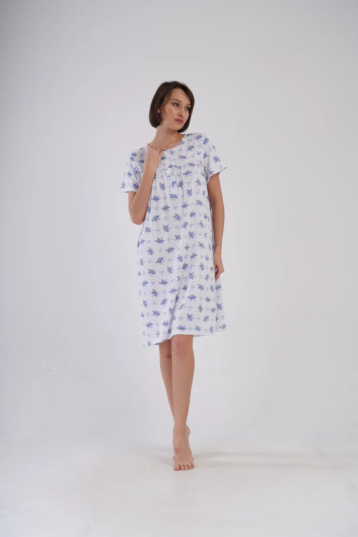 Koszula Nocna Vienetta Blue Flowers, Biały, r. 1XL - 4XL