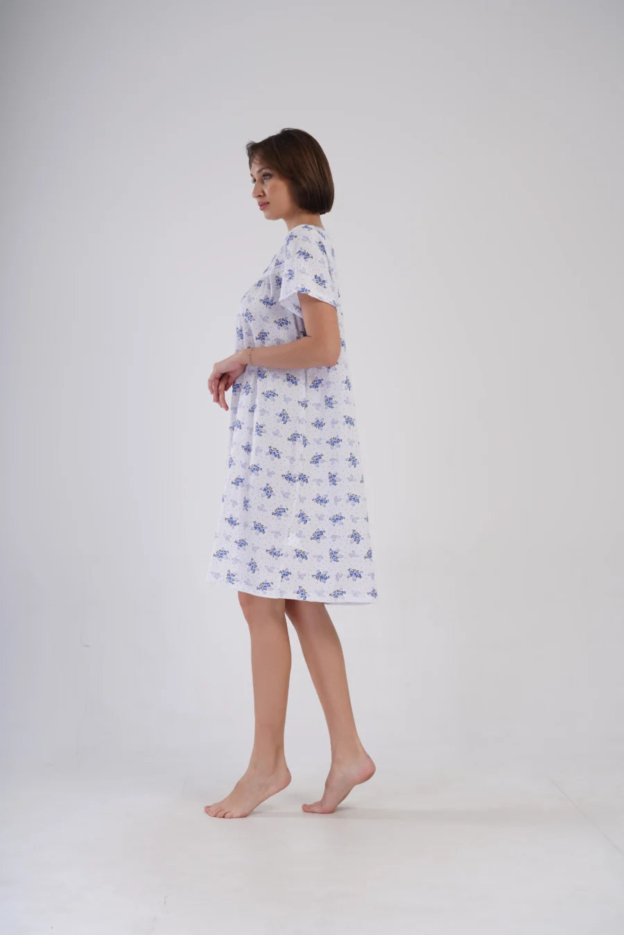 Koszula Nocna Vienetta Blue Flowers, Biały, r. 1XL - 4XL