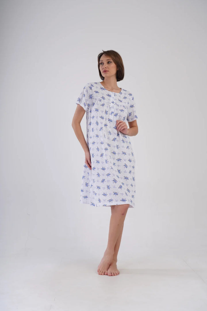 Koszula Nocna Vienetta Blue Flowers, Biały, r. 1XL - 4XL